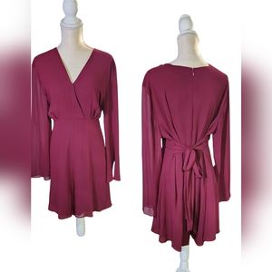 SUGAR POISON Women's Casual Long Sleeve Romper Chiffon Ruffle V-Neck XXL NWT.